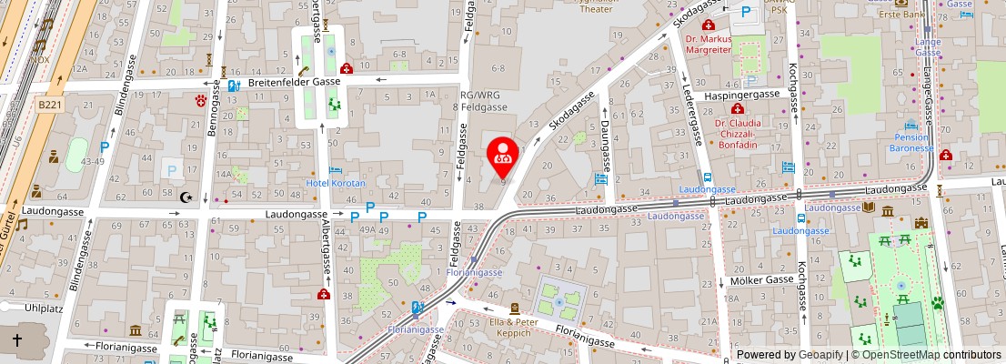 Street map section around the address