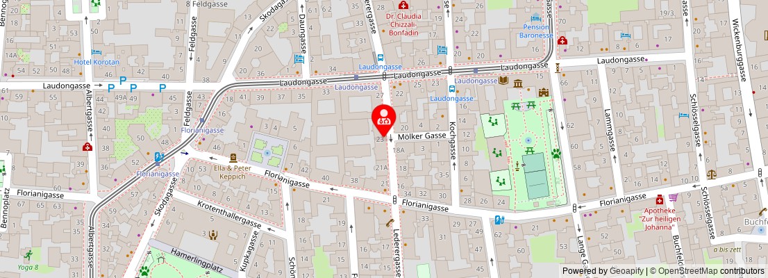 Street map section around the address
