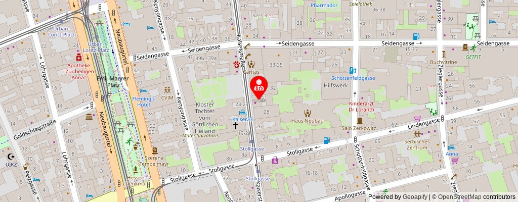 Street map section around the address