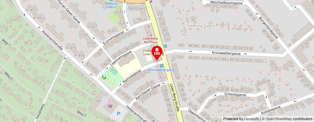 Street map section around the address