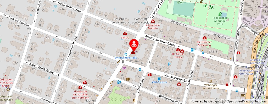 Street map section around the address