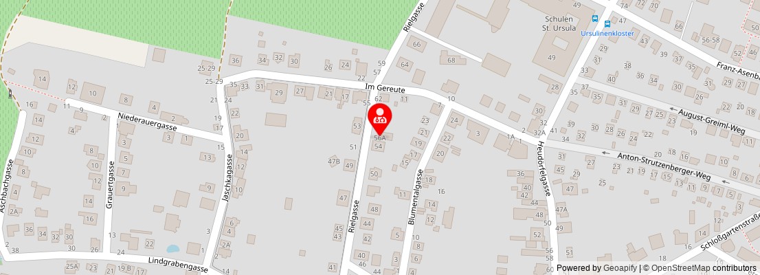 Street map section around the address