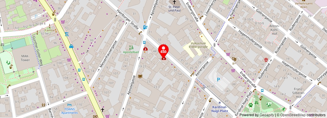 Street map section around the address