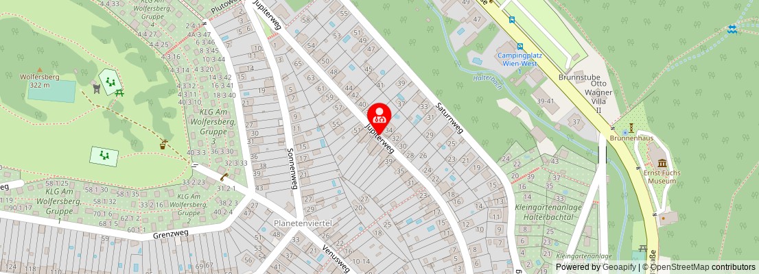 Street map section around the address