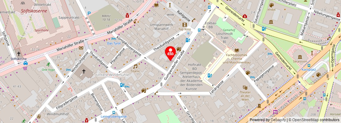 Street map section around the address