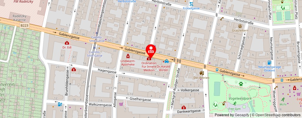 Street map section around the address