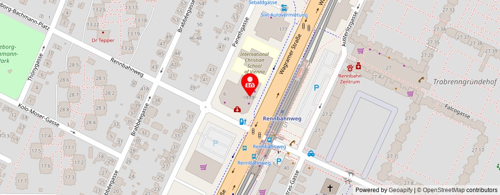 Street map section around the address