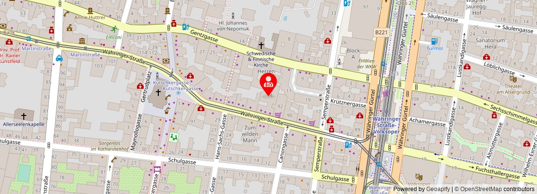 Street map section around the address