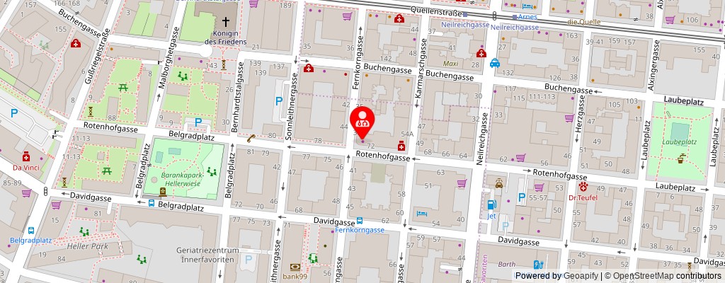 Street map section around the address