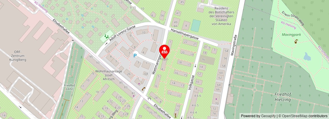 Street map section around the address