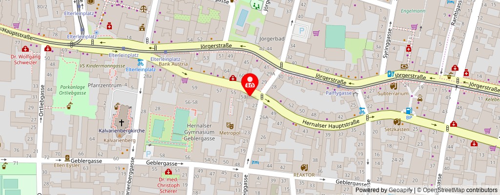 Street map section around the address