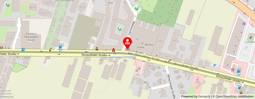 Street map section around the address