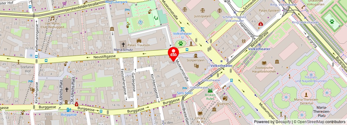 Street map section around the address