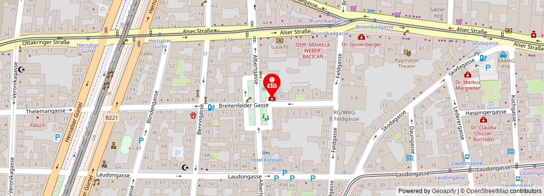 Street map section around the address