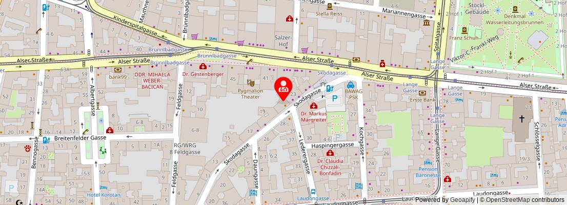 Street map section around the address