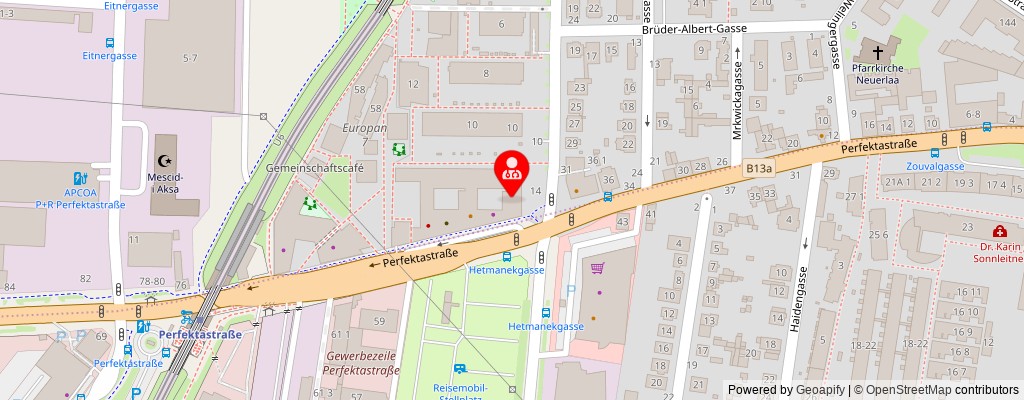 Street map section around the address