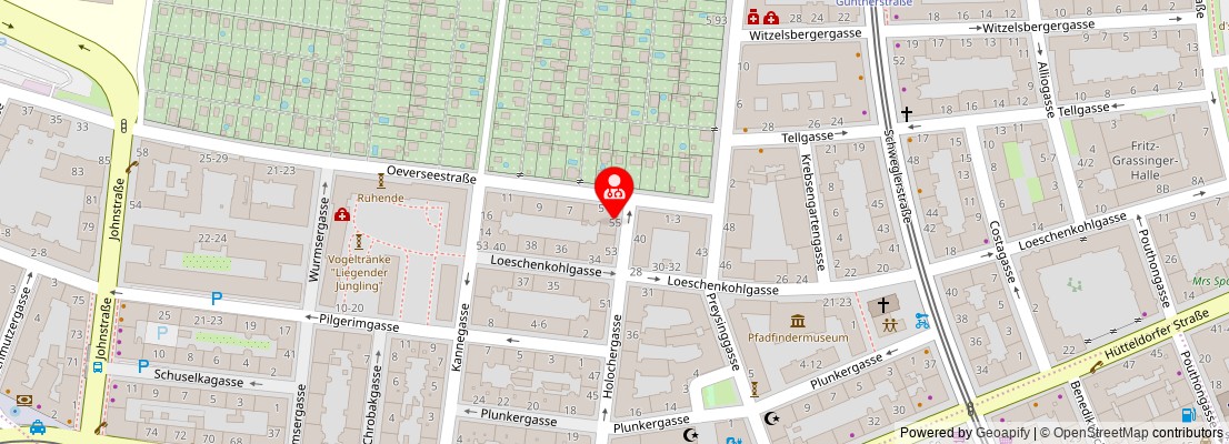 Street map section around the address