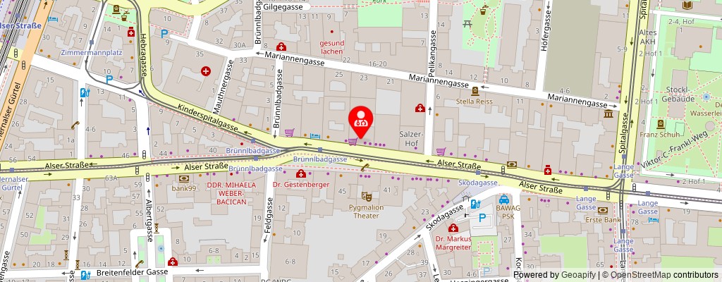 Street map section around the address