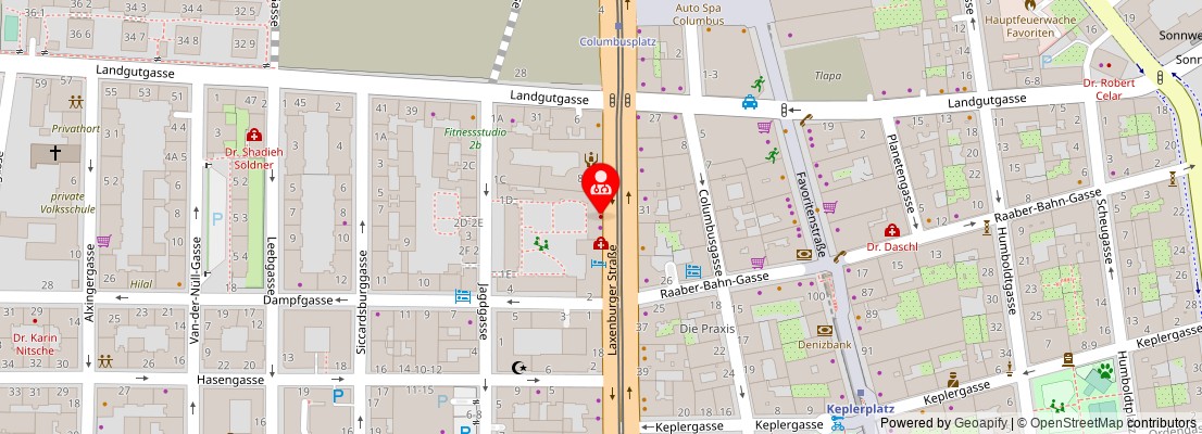 Street map section around the address