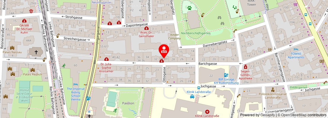 Street map section around the address