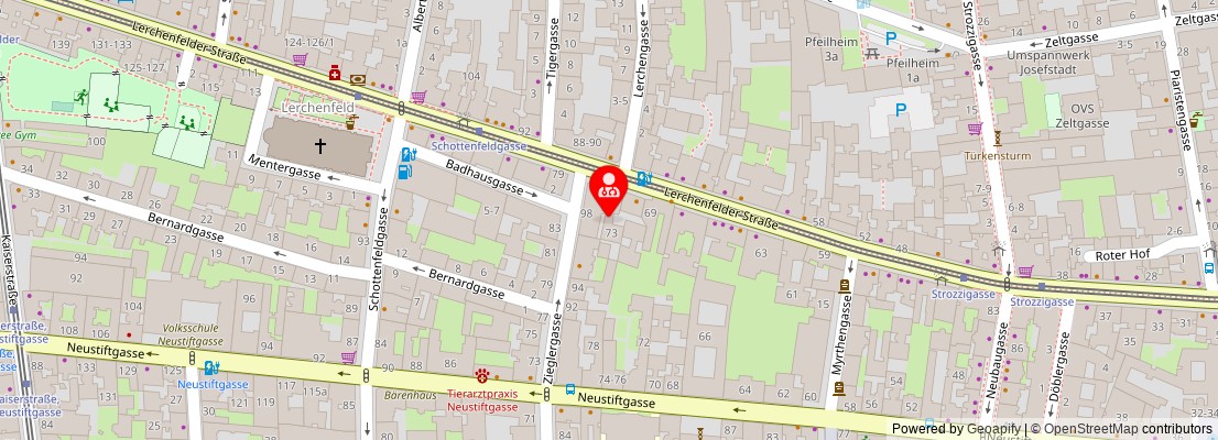 Street map section around the address