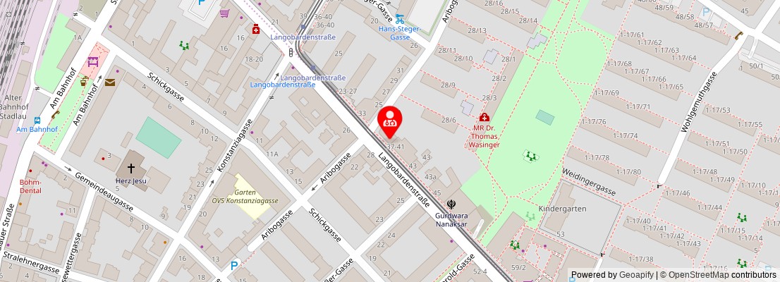 Street map section around the address