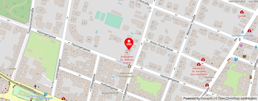 Street map section around the address