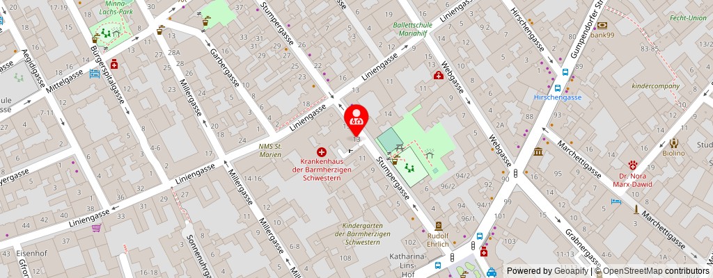 Street map section around the address