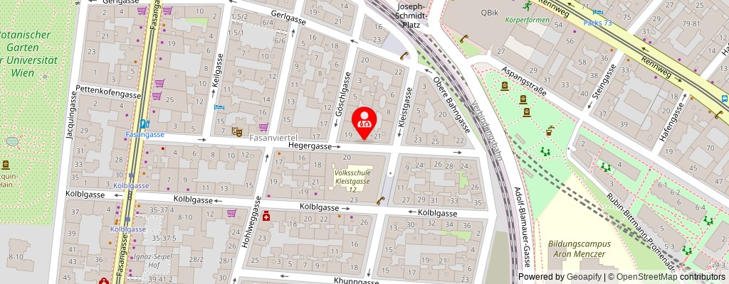 Street map section around the address