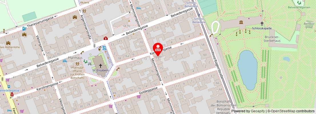 Street map section around the address