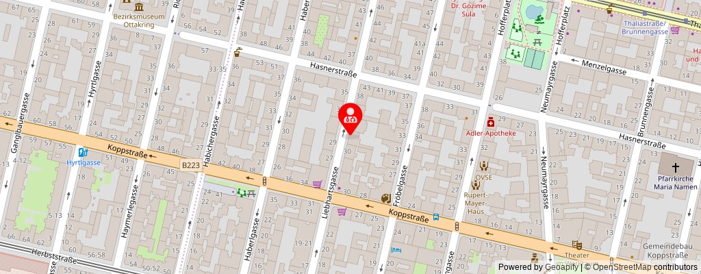 Street map section around the address