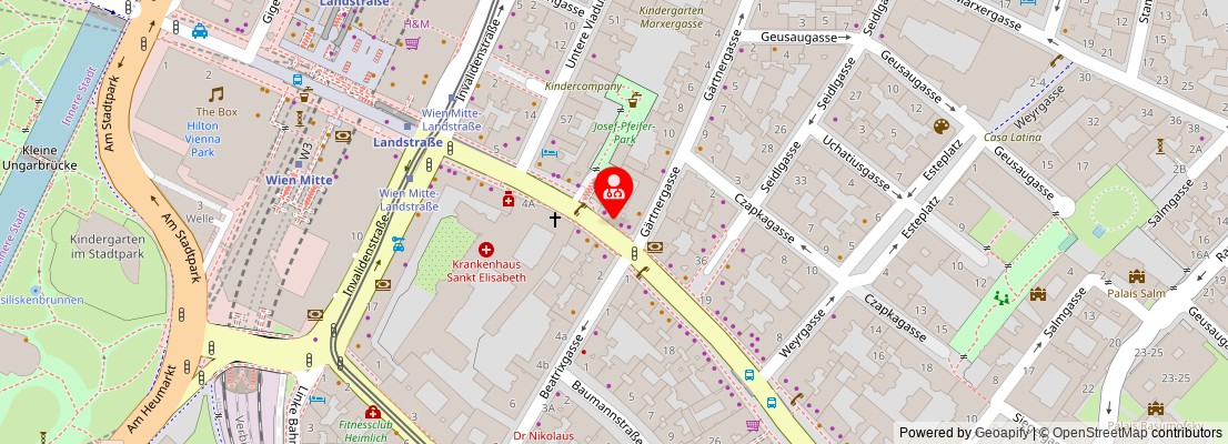 Street map section around the address