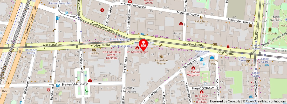 Street map section around the address