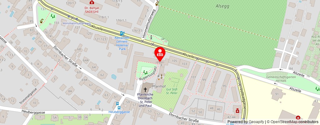 Street map section around the address