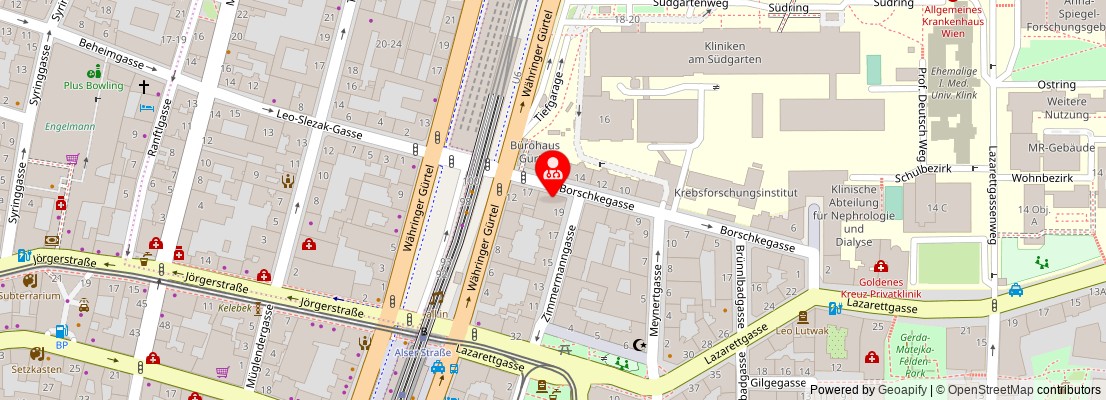 Street map section around the address