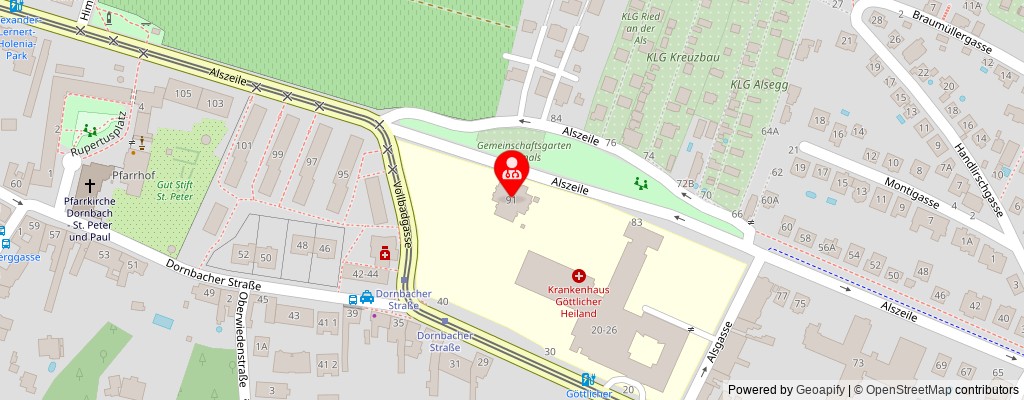 Street map section around the address