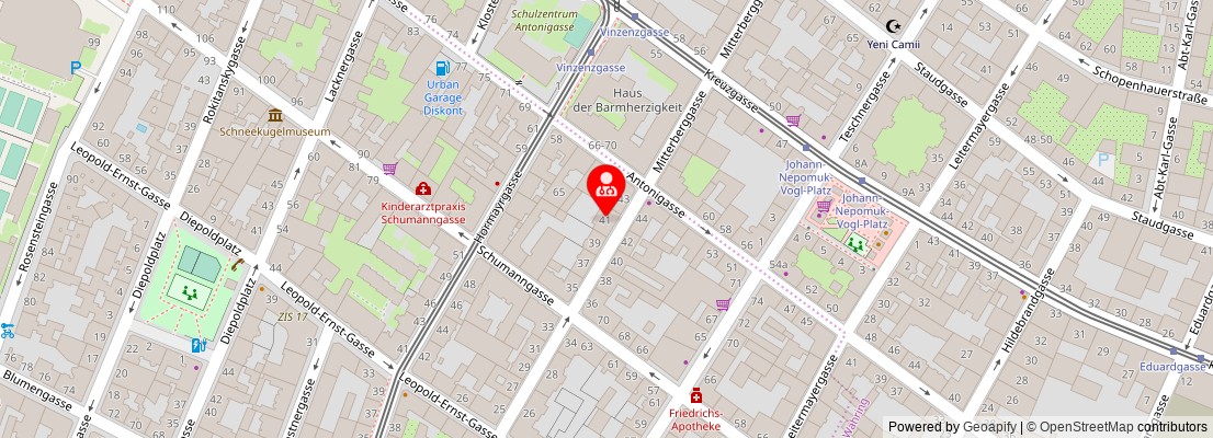 Street map section around the address