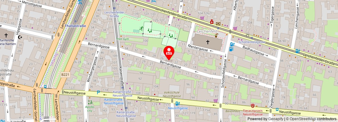 Street map section around the address