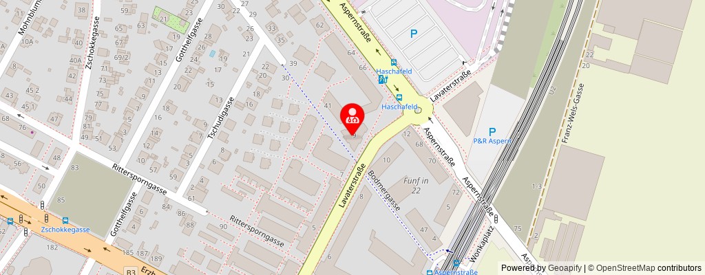 Street map section around the address