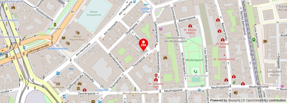 Street map section around the address