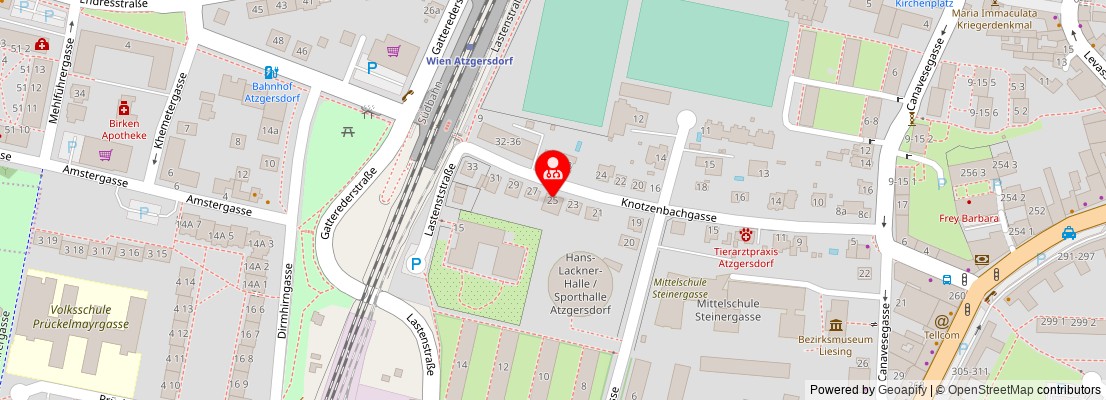 Street map section around the address