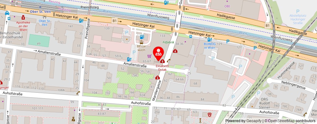 Street map section around the address