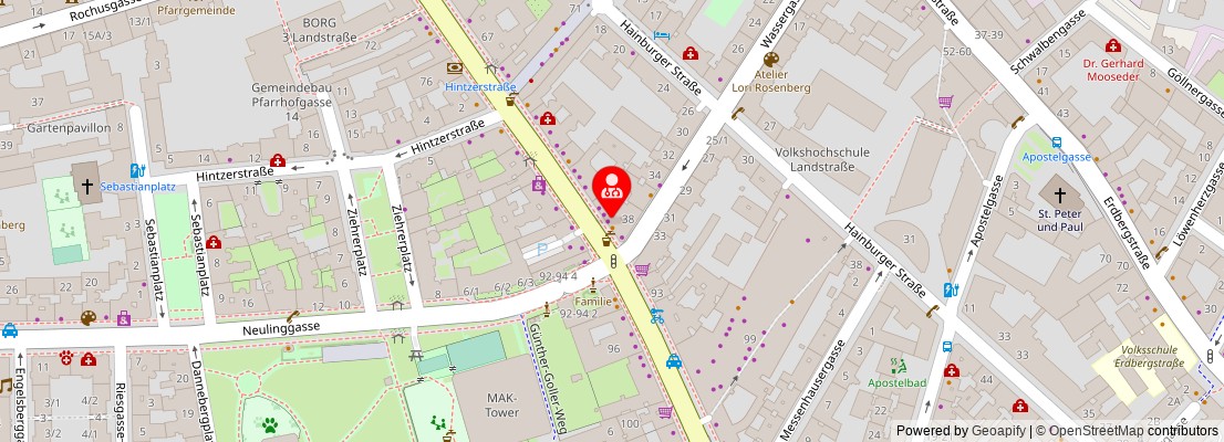 Street map section around the address