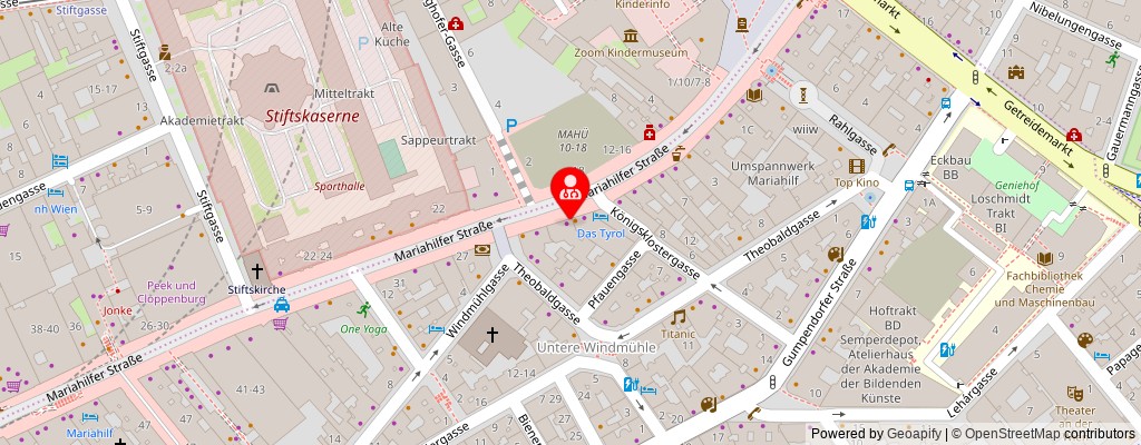 Street map section around the address