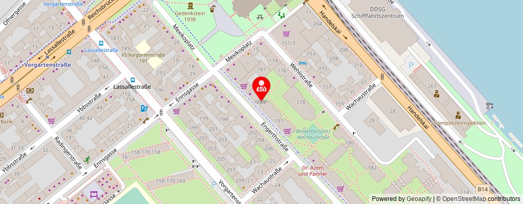 Street map section around the address