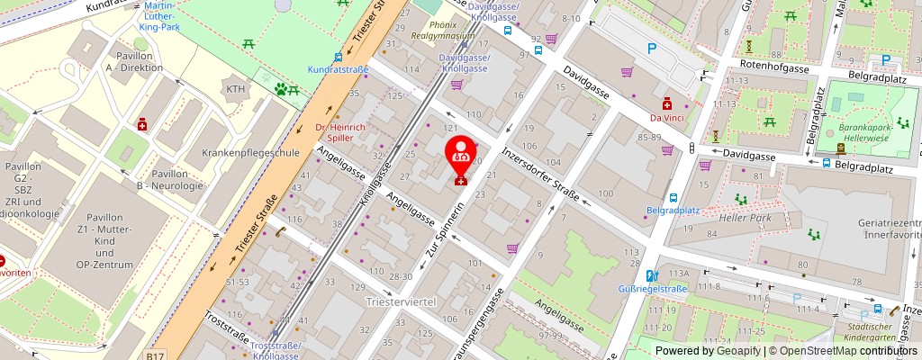 Street map section around the address
