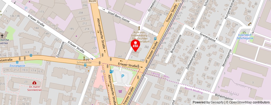 Street map section around the address
