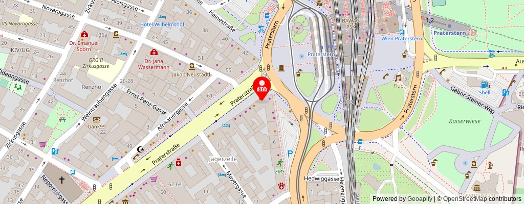 Street map section around the address