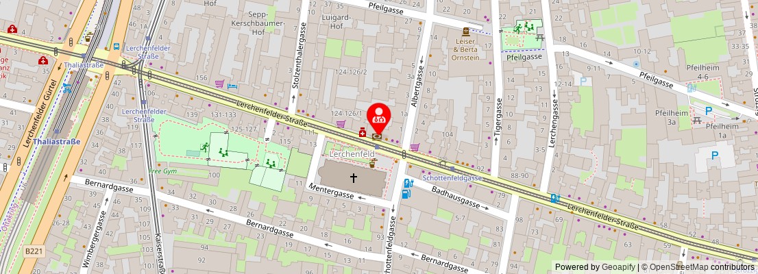 Street map section around the address