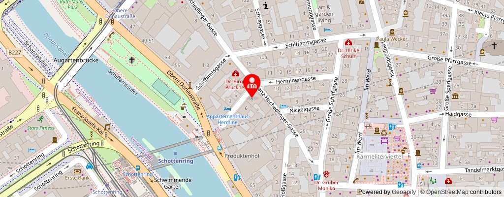 Street map section around the address